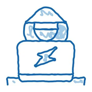 Hacker doodle icon hand drawn illustration Illustrazione stock