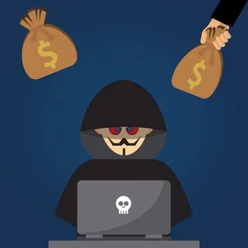 Hacker dressed in black Illustrazione stock
