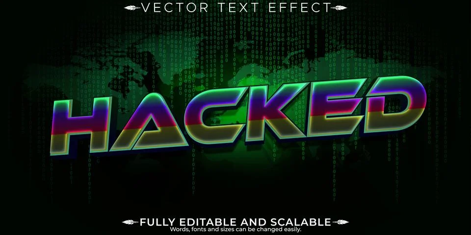 Hacker editable text effect, editable code and cyber text style Stock Illustration