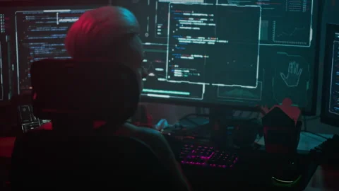 Hacker examines data obtained by decryption using encoding Vidéo 257816185