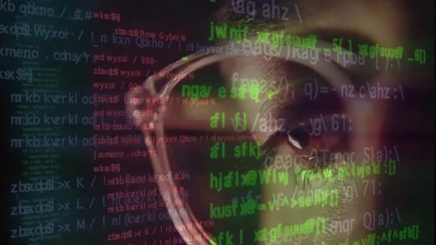 Hacker Eye Reflection with Glowing Digital Code Stock Footage 335830454