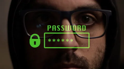 Hacker face on laptop, security internet. Green Display, Access allowed message Stock Footage 149777887