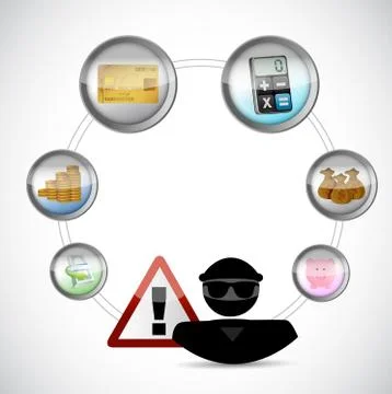 Hacker financial warning concept Stock-Illustration