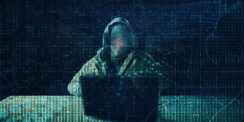 Hacker in Front of Computer Stockillustratie