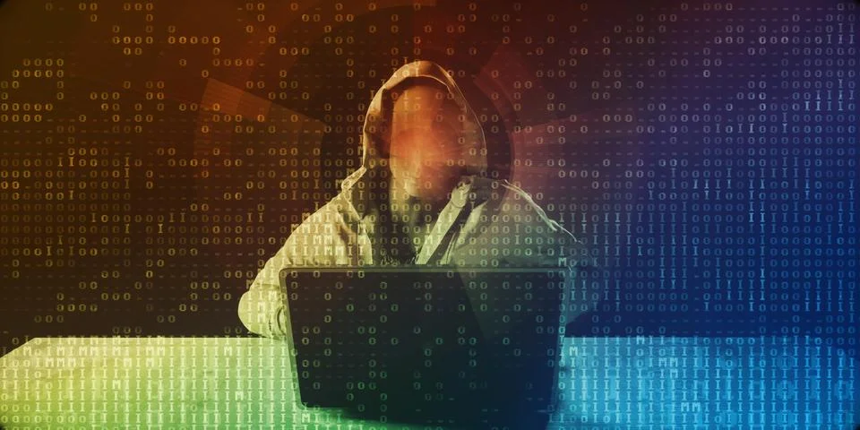 Hacker in Front of Computer Stock Photos