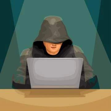 Hacker front sitting in light Stock-Illustration