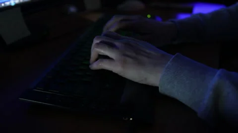 Hacker girl works at the computer Stock Footage 62612583