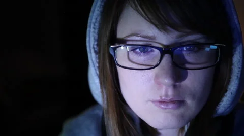 Hacker girl works at the computer Stock Footage 62614313