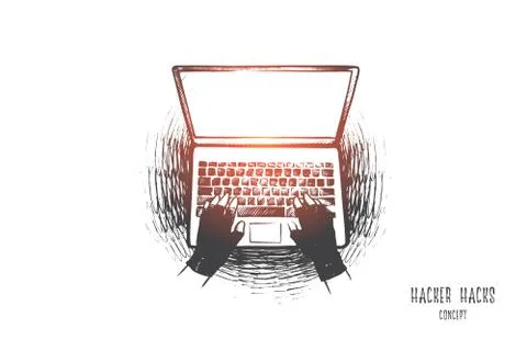 Hacker hack concept. Hand drawn isolated vector. Stock-Illustration