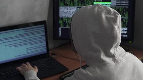 Hacker hacks the operating system Stock Footage 168799448