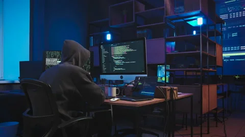 The hacker hacks the site Video stock 176387100