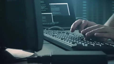 Hacker hands coding html and programming on screen Blockchain crypto developer 库存影片 334585942