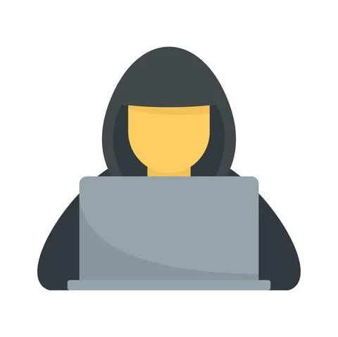 Hacker with hood icon flat isolated vector Stock-Illustration