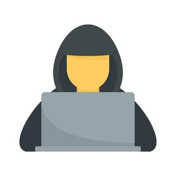 Hacker with hood icon flat isolated Stock-Illustration