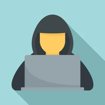 Hacker with hood icon, flat style Stock-Illustration
