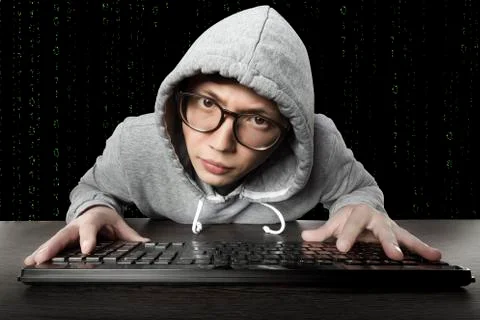 Hacker in the hood Stock Photos