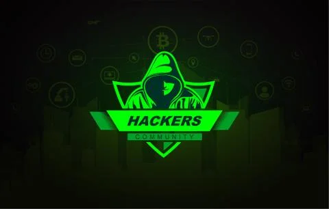 Hacker with the hoodie on technology background. イラスト素材