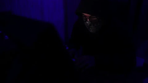 Hacker human hand typing on keyboard Stock Footage 220074266