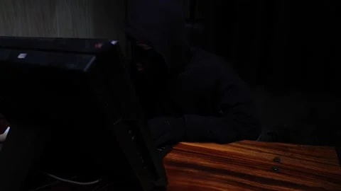 Hacker human hand typing on keyboard Stock Footage 220074386