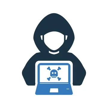 Hacker Icon, Hacking, Cyber Crime, Stealing Data Illustrazione stock