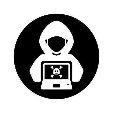 Hacker Icon, Hacking, Cyber Crime, Stealing Data Illustrazione stock