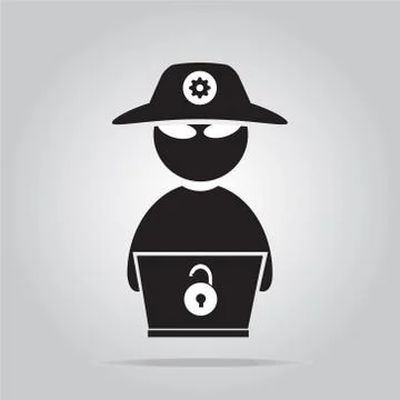 Hacker icon with laptop flat style Stock-Illustration