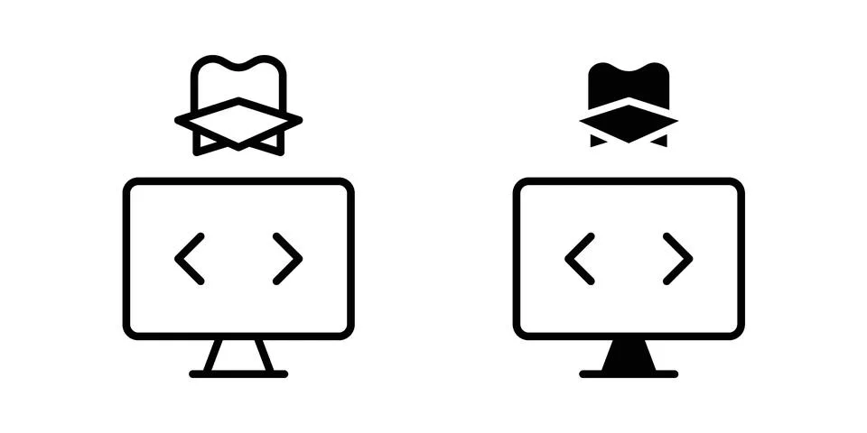 Hacker icon linear versions pack on white background 库存插图