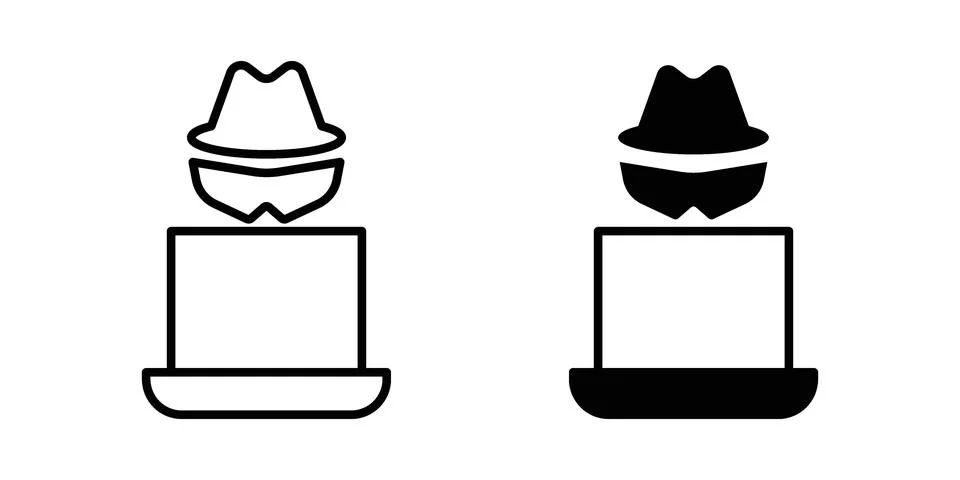 Hacker icon set modern line and solid style collection. 库存插图