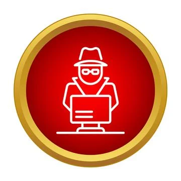 Hacker icon stealing data from computer system Illustrazione stock