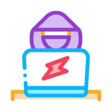 Hacker Icon Vector Outline Illustration Stock Illustration