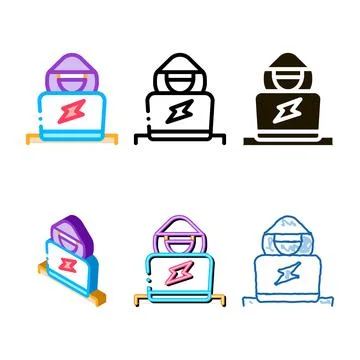 Hacker icon vector outline minimal イラスト素材