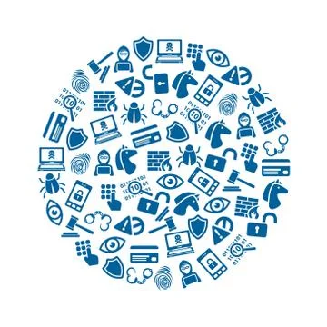 Hacker icons in circle Stock Illustration