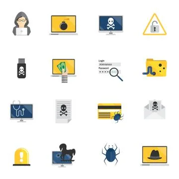Hacker Icons Flat イラスト素材