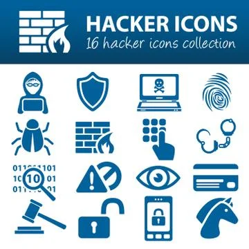 Hacker icons Stock Illustration