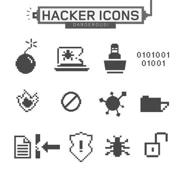 Hacker icons 스톡 일러스트