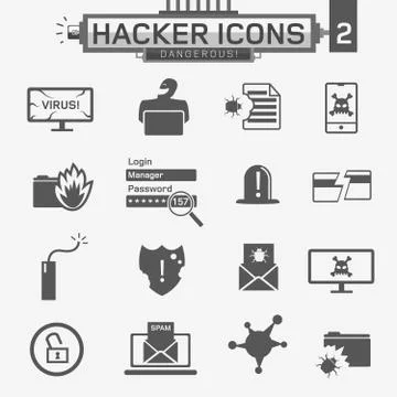 Hacker icons Stock Illustration