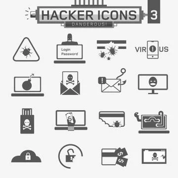 Hacker icons Stock Illustration