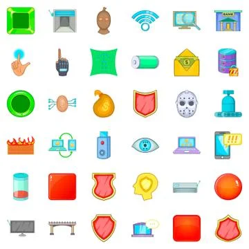 Hacker icons set, cartoon style Stock Illustration