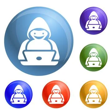 Hacker icons set vector Stock Illustration