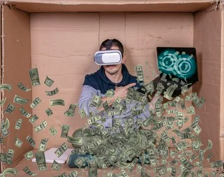 Hacker informs about easy earnings over the Internet Stock Photos