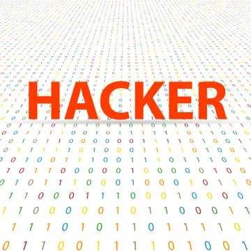 Hacker inscription on a digital background. Stock Illustration