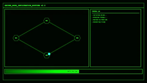 Hacker interface animation with data node tracking Stock Footage 347013264