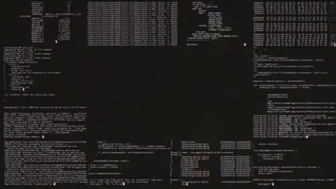 Hacker interface with data flow and system logs. Stock Footage 319527114