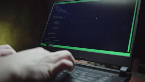 Hacker internet computer crime cyber attack network security program code Stock Footage 149697543