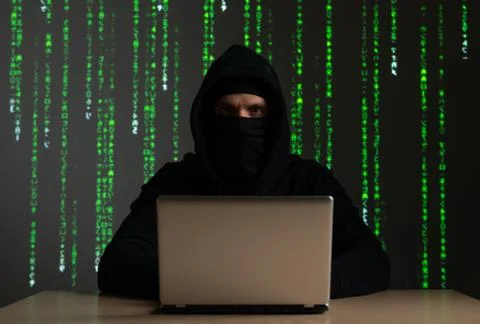 Hacker internet computer crime cyber attack network security programming code 스톡 사진