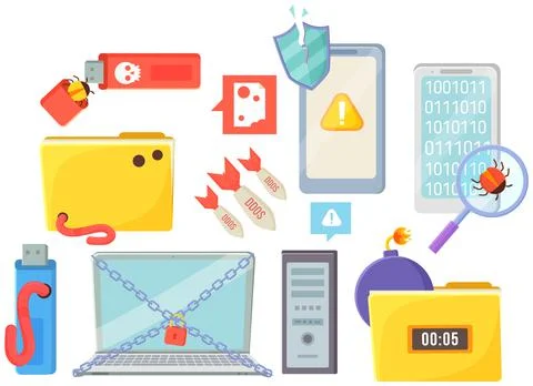 Hacker internet computer security technology flat concept. Hacker activity Illustrazione stock