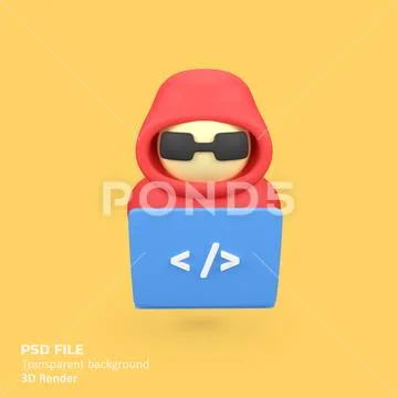 Hacker isolated 3d render icon illustration PSD 템플릿