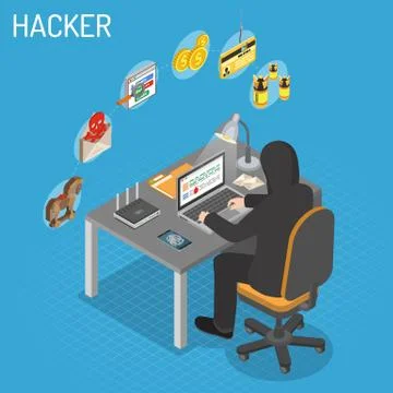 Hacker Isometric Concept Stock Illustration