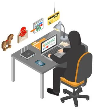 Hacker Isometric Concept Stock Illustration