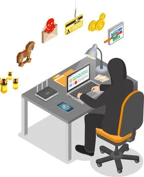 Hacker Isometric Concept イラスト素材